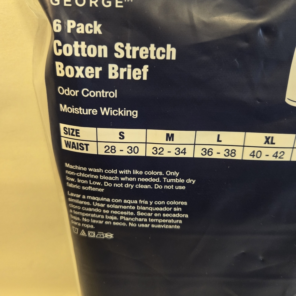 George Men's Cotton Stretch Boxer Briefs - 6 Pack Mens Medium (32-34) Blk / Gry - Picture 3 of 4